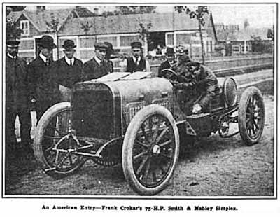 Frank Croker in  Simplex racecar at 1904 Vanderbilt Cup Race