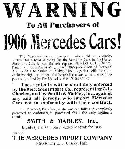 1906 Mercedes Warning